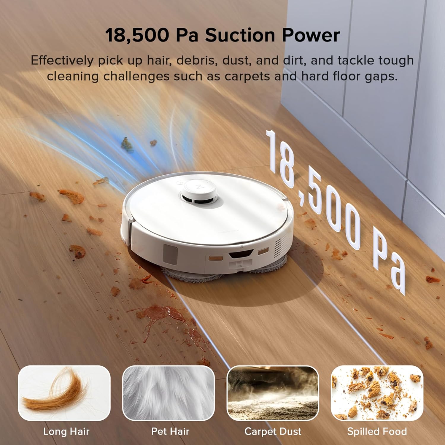 roborock Qrevo Curv S5X Robot Vacuum and Mop, 18500Pa Suction, Zero-Tangling Design, FlexiArm Side Brush & Mop, Smart Obstacle Avoidance, Self-Washing & Drying, Self-Emptying, Perfect for Carpet - Image 4