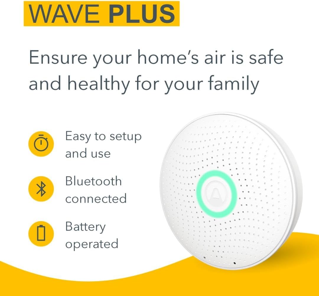 AIRTHINGS Wave Plus Indoor Air Quality Monitor with Radon Detection Free App & Web Dashboard Easy-to-Use Radon, Tvocs, Co2, Temperature, Humidity & Air Pressure “ Bluetooth Battery Operated,White - Image 5