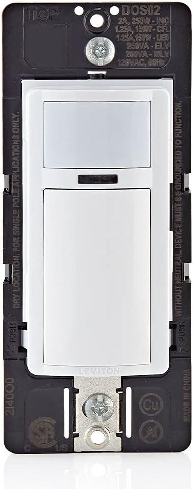Leviton 2-Pack Decora Occupancy Motion Sensor Light Switch, Auto-On, 2A, Residential Grade, Single Pole, DOS02-2PK, White - Image 6
