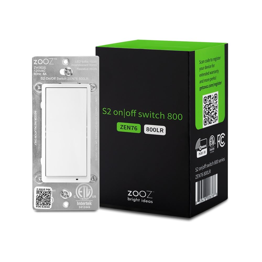 Zooz 800 Series Z-Wave Long Range S2 On Off Switch ZEN76 800LR, White | Simple Direct 3-Way and 4-Way Solution (Works with Regular Switches, No Aux Switch Needed) | Z-Wave Hub Required - Image 2