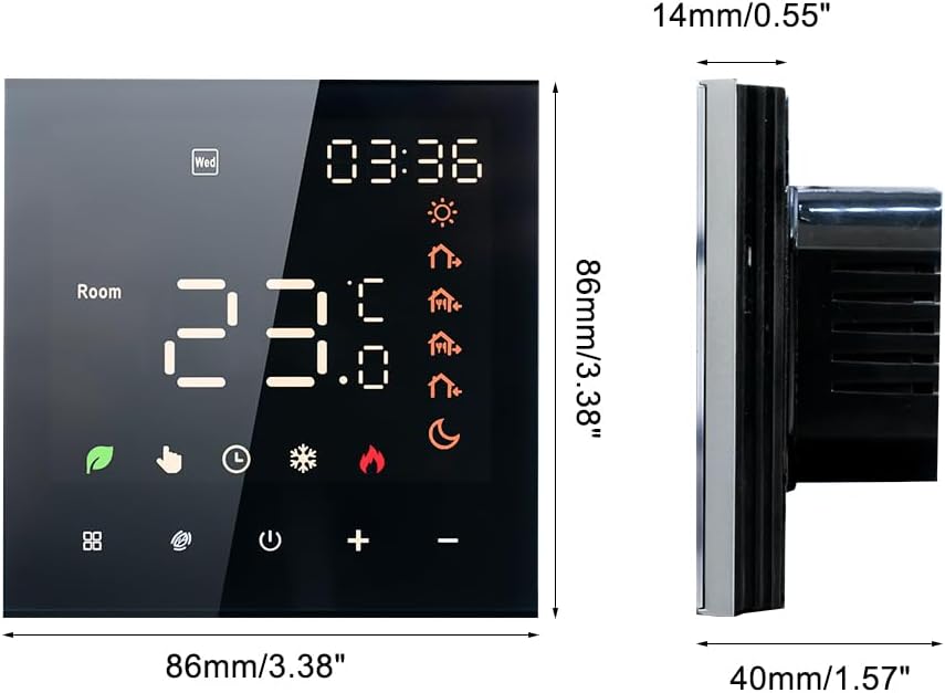 GEOINU Smart Tuya WiFi Ther-mostat Voice Control 3A Digital Programmable LCD Display Touchscreen Underfloor Heating Tempe-rature Controller Digital Intelligent Wall Ther-mostat for Water Heating - Image 3