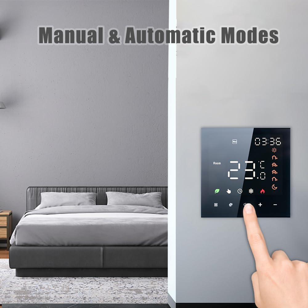GEOINU Smart Tuya WiFi Ther-mostat Voice Control 3A Digital Programmable LCD Display Touchscreen Underfloor Heating Tempe-rature Controller Digital Intelligent Wall Ther-mostat for Water Heating - Image 6