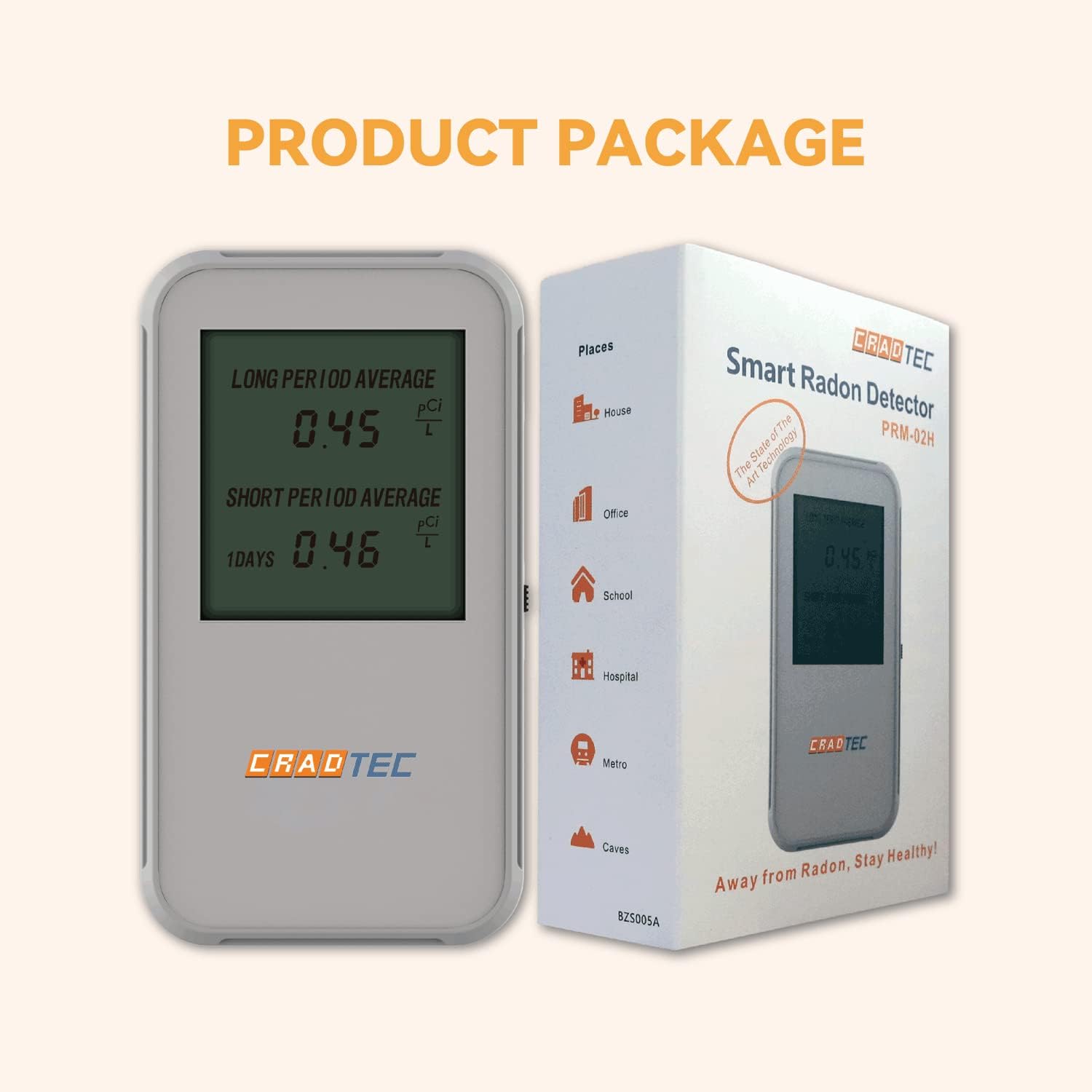 CRADTEC Smart Radon Detector, Radon Detector for Home, Digital Display, Easy-to-Use, Portable, Only Need 3 AAA Battery, Long and Short Term Monitor, Unit Switchable - Image 7