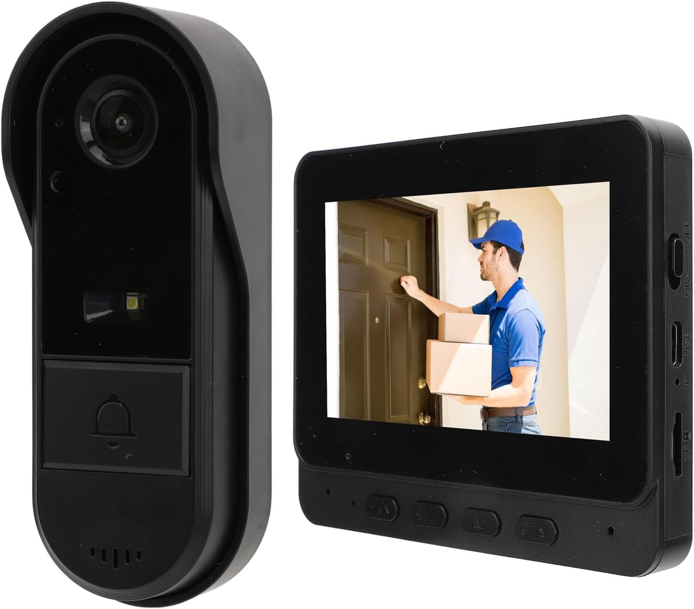 Cordless Video Doorbell Intercom System, 4.3 Inch Monitor with 1080P Door Camera, Night Vision, 8MP 170° Wide Angle, Two Way Talk, IP66 Waterproof - Image 2