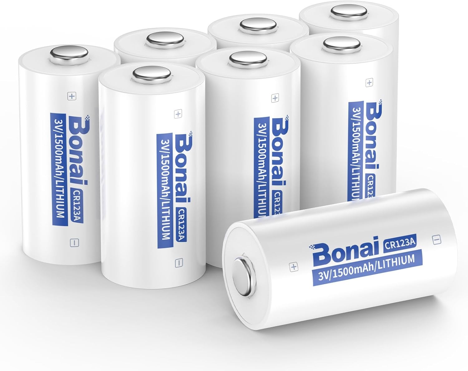 BONAI CR123A 3V Lithium Battery 1500mAh, 8 Pack Non-Rechargeable CR17345 CR17335 DL123A Battery for Photo Camera Flashlight Alarm System Smart Lock Smoke Detector - Image 2