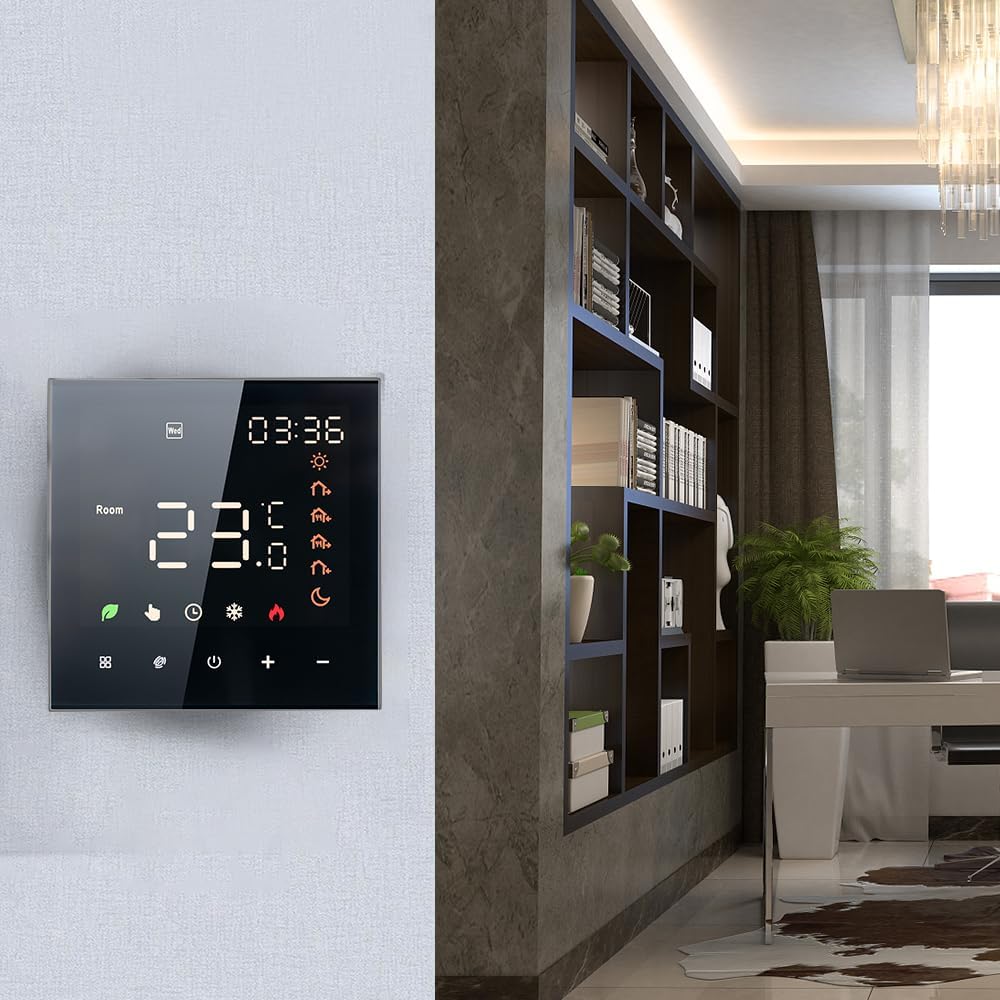 GEOINU Smart Tuya WiFi Ther-mostat Voice Control 3A Digital Programmable LCD Display Touchscreen Underfloor Heating Tempe-rature Controller Digital Intelligent Wall Ther-mostat for Water Heating - Image 7