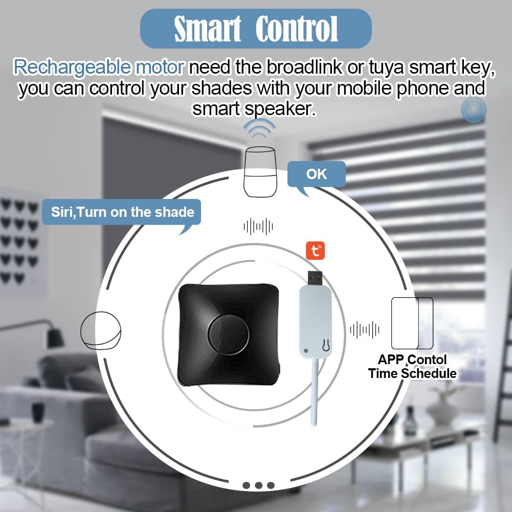 TIPIACE Motorized Smart Blinds Works with Alexa Google Home, Remote Control Full Blackout Sunshine Waterproof Roller Shade (Grey) - Image 4