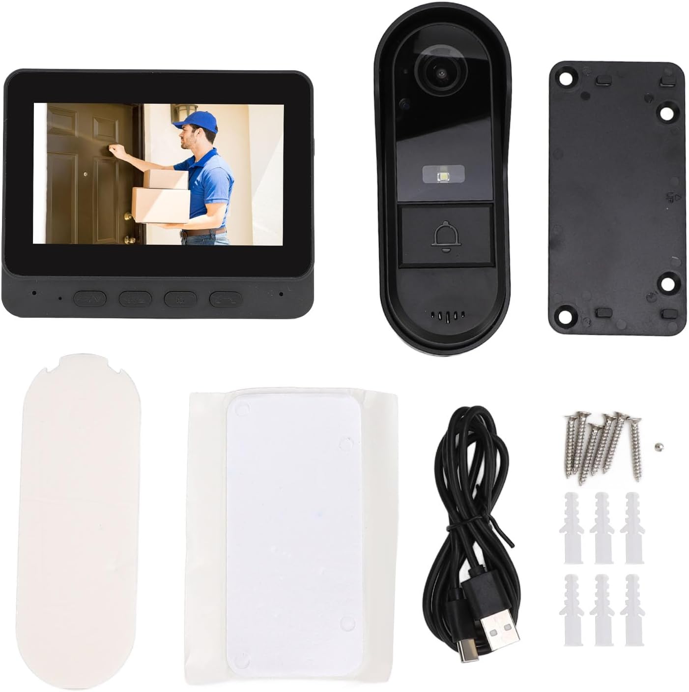 Cordless Video Doorbell Intercom System, 4.3 Inch Monitor with 1080P Door Camera, Night Vision, 8MP 170° Wide Angle, Two Way Talk, IP66 Waterproof - Image 10