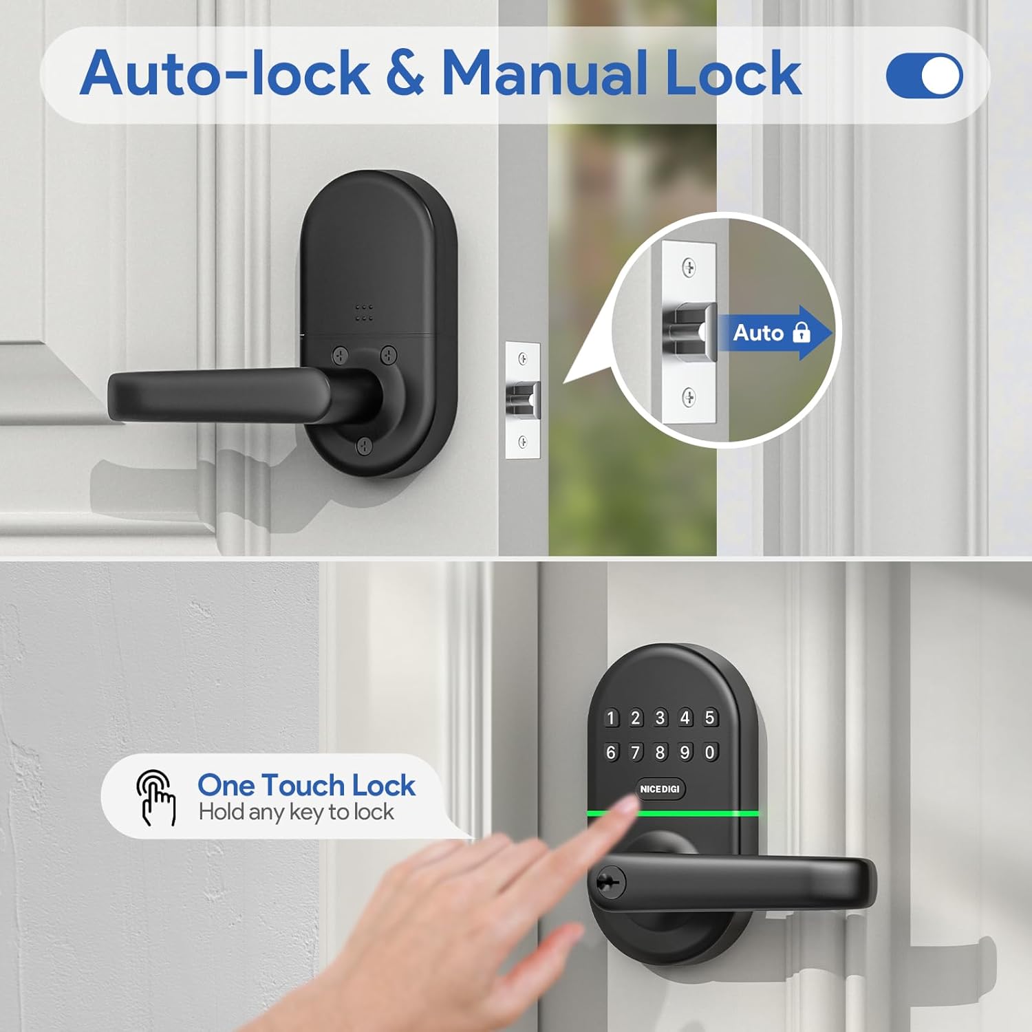 Smart Keypad Door Lock with Handle: Keyless Entry for Front Door by NICE DIGI, Original Seller - Image 7