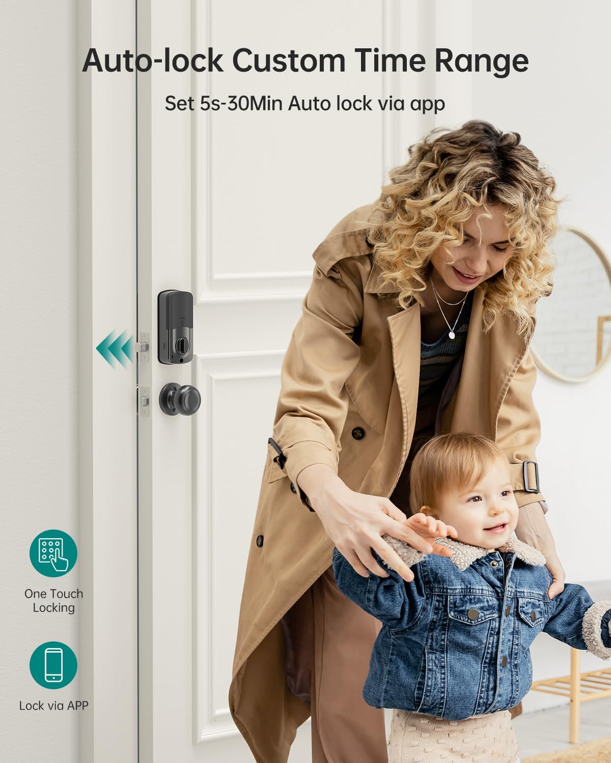 UYF WiFi Smart Door Lock Set – Keyless Entry Fingerprint Deadbolt Lock with 2 Knobs, Gateway Included,Auto Lock, Touchscreen Keypad, Alexa Smartphone Control, Aluminum Alloy Black for Home Security - Image 10