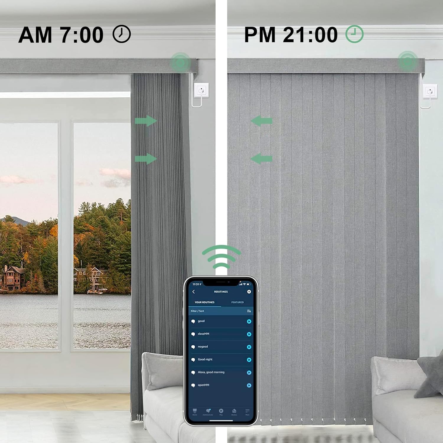 Yoolax Motorized Vertical Blinds Compatible with Alexa, Light Filtering Smart Window Blind Customized Size, Privacy Light Control Slats, Blackout Remote Electric Blinds(Blackout Light Grey) - Image 3