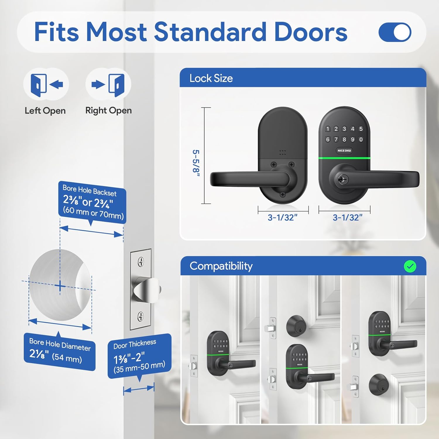 Smart Keypad Door Lock with Handle: Keyless Entry for Front Door by NICE DIGI, Original Seller - Image 8