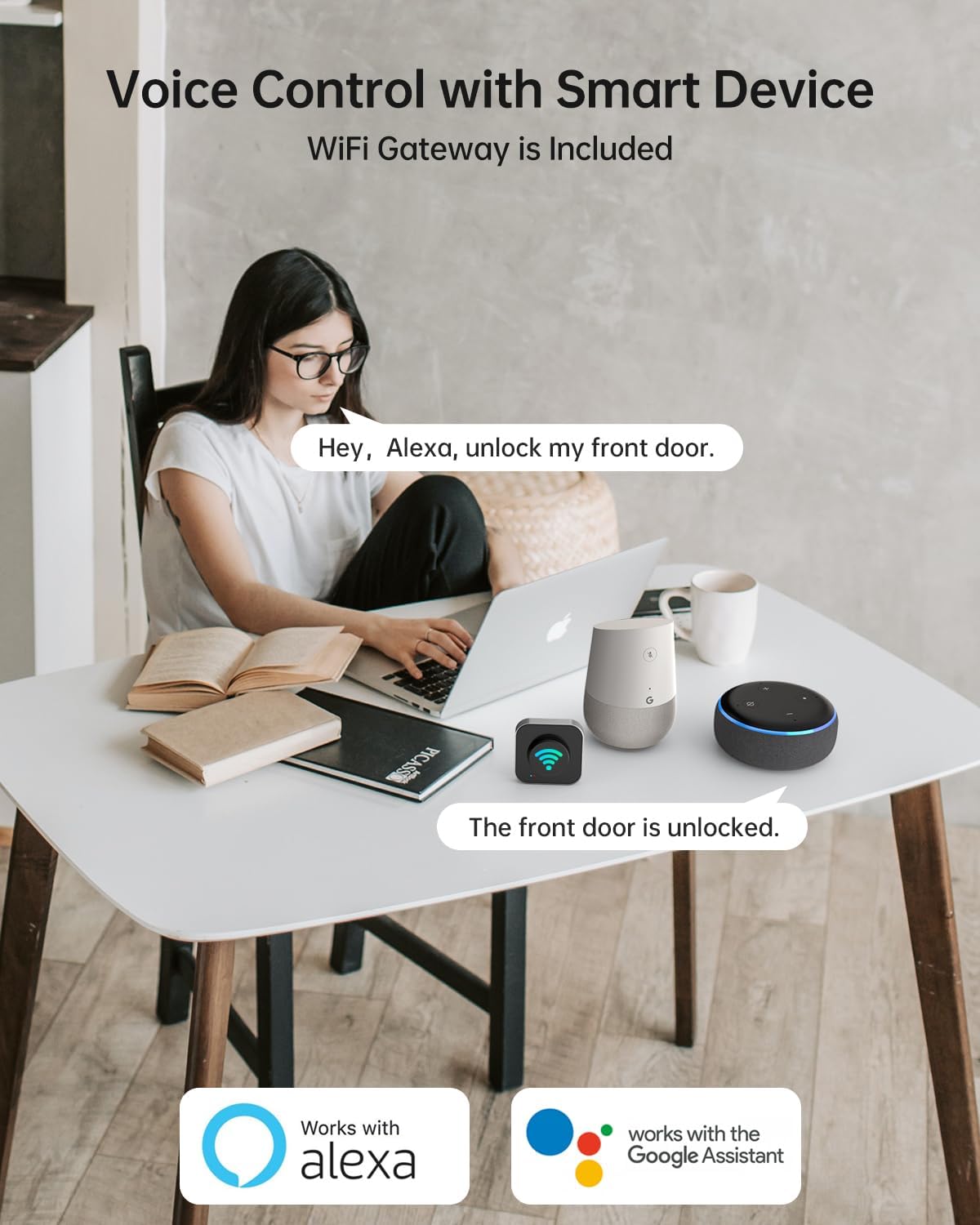 UYF WiFi Smart Door Lock Set – Keyless Entry Fingerprint Deadbolt Lock with 2 Knobs, Gateway Included,Auto Lock, Touchscreen Keypad, Alexa Smartphone Control, Aluminum Alloy Black for Home Security - Image 7