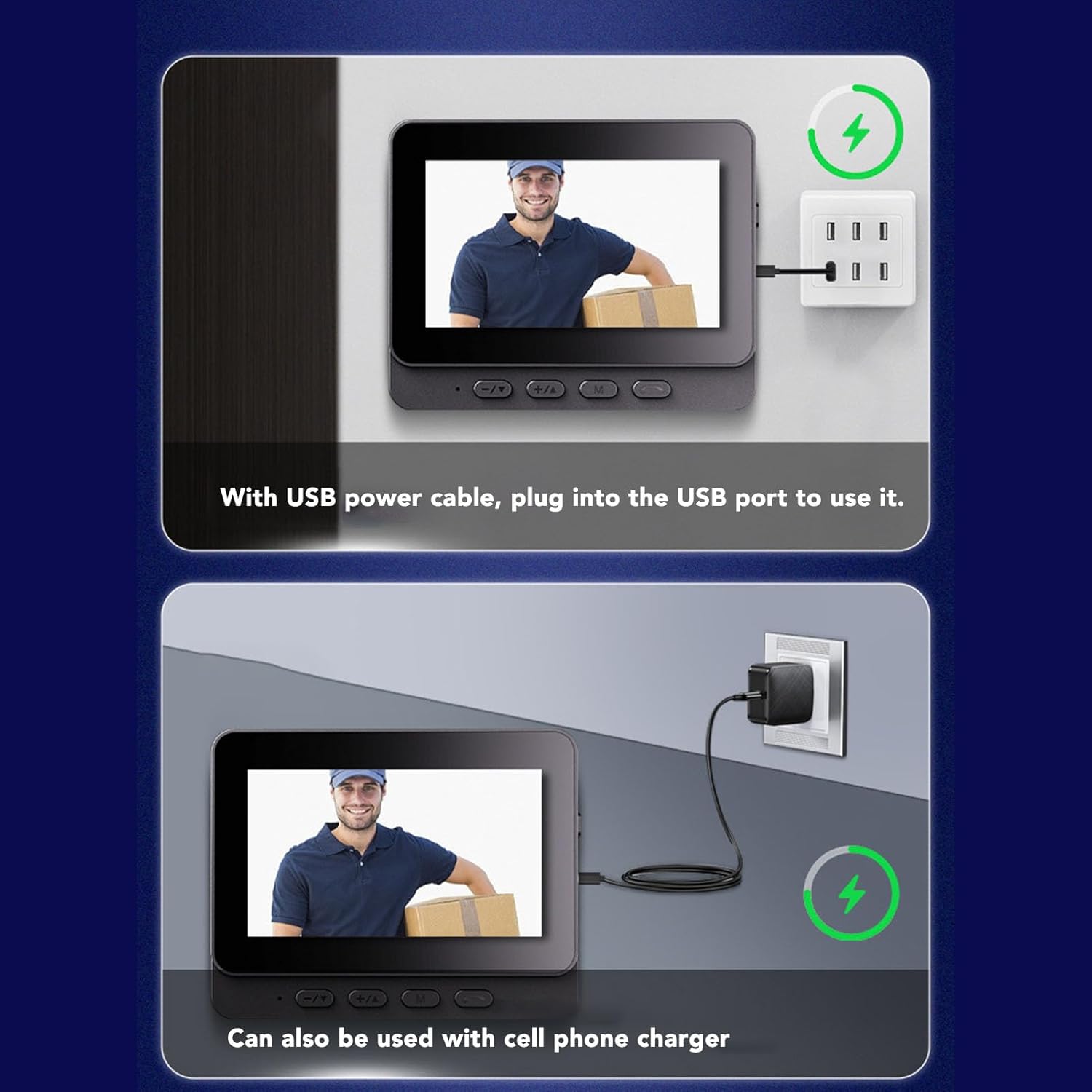 Cordless Video Doorbell Intercom System, 4.3 Inch Monitor with 1080P Door Camera, Night Vision, 8MP 170° Wide Angle, Two Way Talk, IP66 Waterproof - Image 9