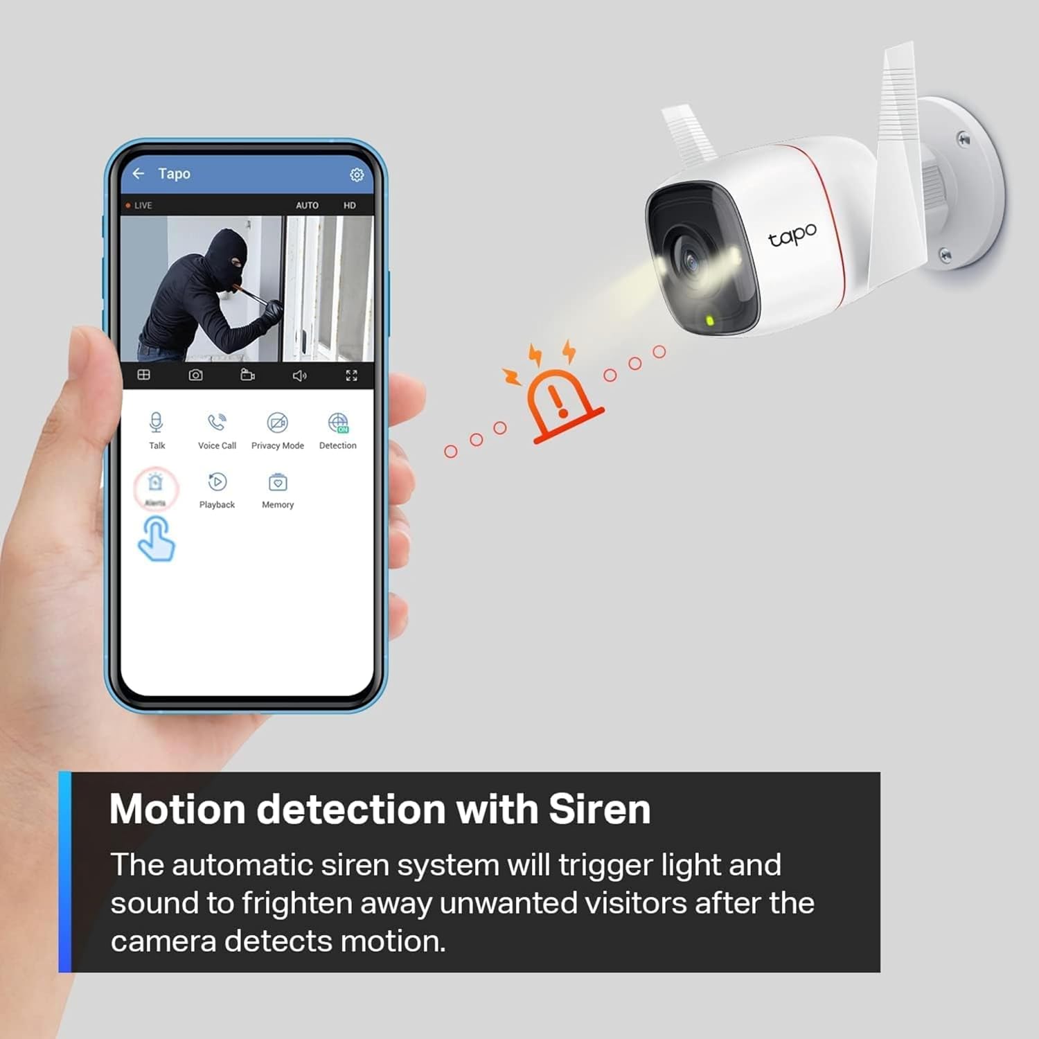 TP-Link Tapo 2K HD Security Camera Outdoor Wired, Built-in Siren, Night Vision, IP66 Weatherproof, Motion/Person Detection, Works w/Alexa & Google Home, Cloud/SD Card Storage, 2-Way Audio,White - Image 7