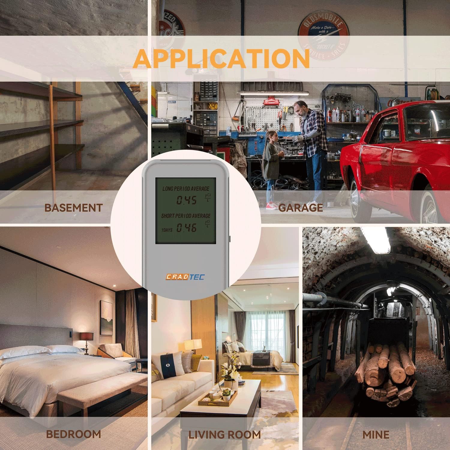 CRADTEC Smart Radon Detector, Radon Detector for Home, Digital Display, Easy-to-Use, Portable, Only Need 3 AAA Battery, Long and Short Term Monitor, Unit Switchable - Image 8