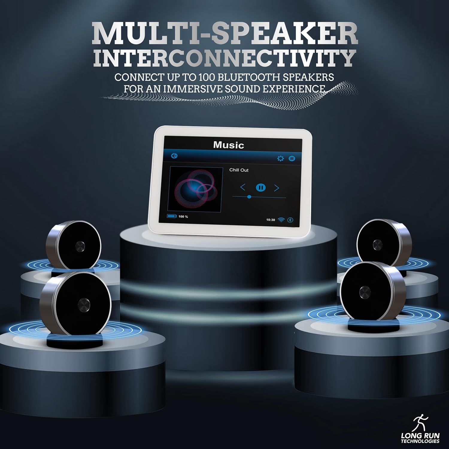 Bluetooth Speaker Set: Wireless Stereo Dual Pairing Portable Twin TWS System with Big Rich Bass Hi-Fi Multi-Room Indoor Outdoor Use Home Deck Pool Work Travel Party Camping Gift Decor Idea (Chrome) - Image 3