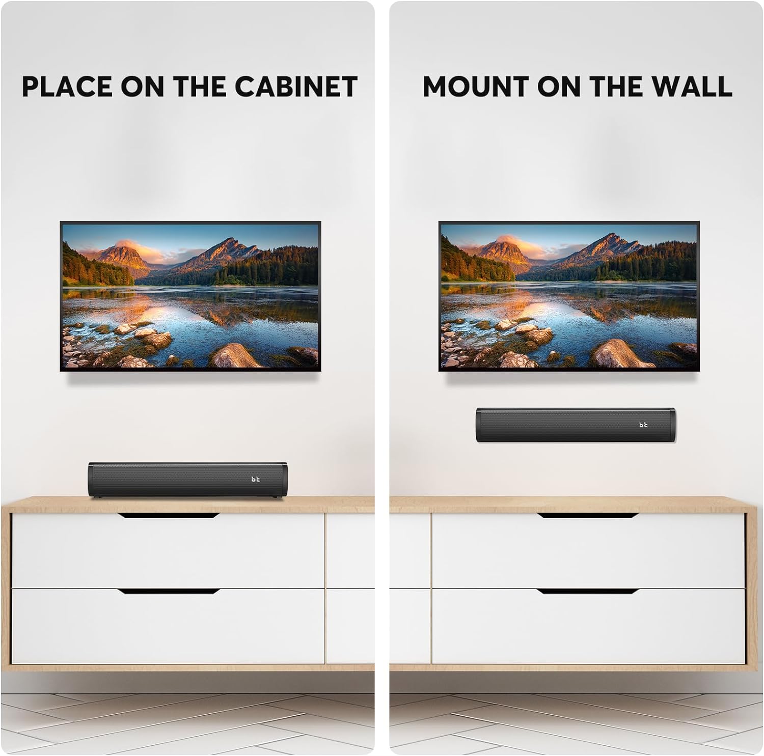 Wohome 2.1ch Small Sound Bars for TV with 6 Levels Voice Enhancement, Built-in Subwoofer, 16 Inches Bluetooth 5.3 Soundbar Speakers with Optical/AUX/USB Connection, S100 (Light Black) - Image 7