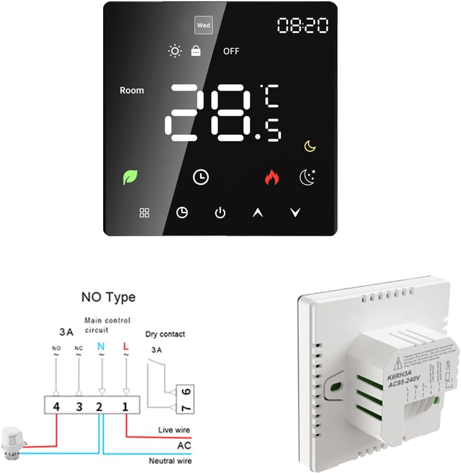 Smart Thermostat, Smart Thermostats for Home, ProgrammableThermostat for House with Touchscreen for Wall Mounting (Voice Control Water Heating)(3A Without Wire, 16A with Wire) - Image 10