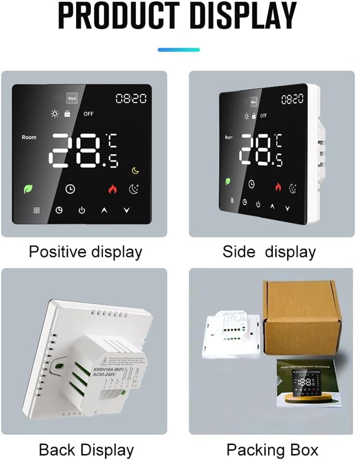 Smart Thermostat, Smart Thermostats for Home, ProgrammableThermostat for House with Touchscreen for Wall Mounting (Voice Control Water Heating)(3A Without Wire, 16A with Wire) - Image 8