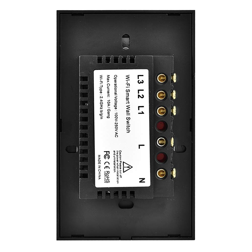 Smart Switch, Touch Screen Switch Single Circle for Alexa 3-Way AC for Alexa, Home or Nest 100-250V(Black) - Image 10