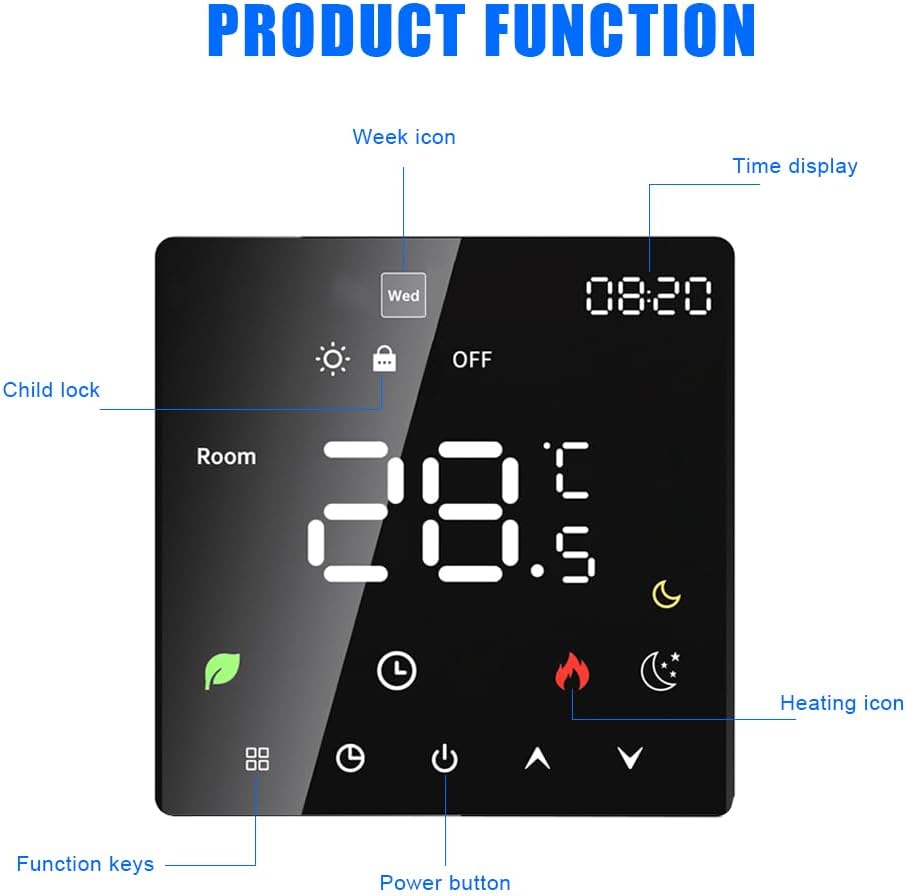Smart Thermostat, Smart Thermostats for Home, ProgrammableThermostat for House with Touchscreen for Wall Mounting (Voice Control Water Heating)(3A Without Wire, 16A with Wire) - Image 7