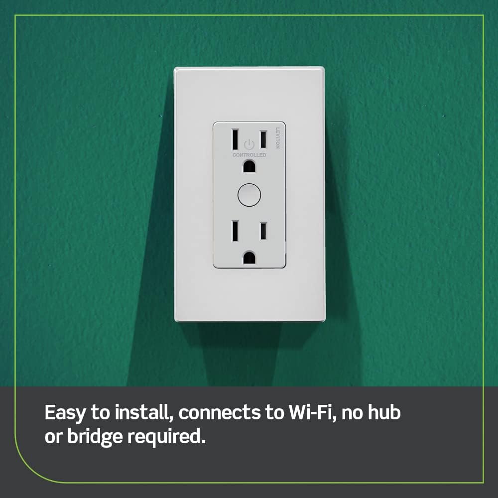 Leviton Decora Smart Outlet, Tamper-Resistant 15A, Wi-Fi 2nd Gen, D215R-2RW, White - Image 3