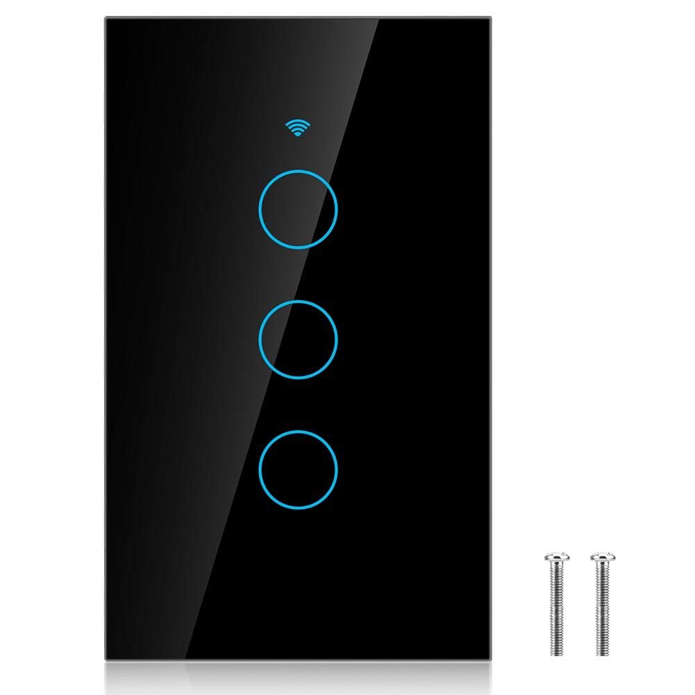 Smart Switch, Touch Screen Switch Single Circle for Alexa 3-Way AC for Alexa, Home or Nest 100-250V(Black) - Image 2