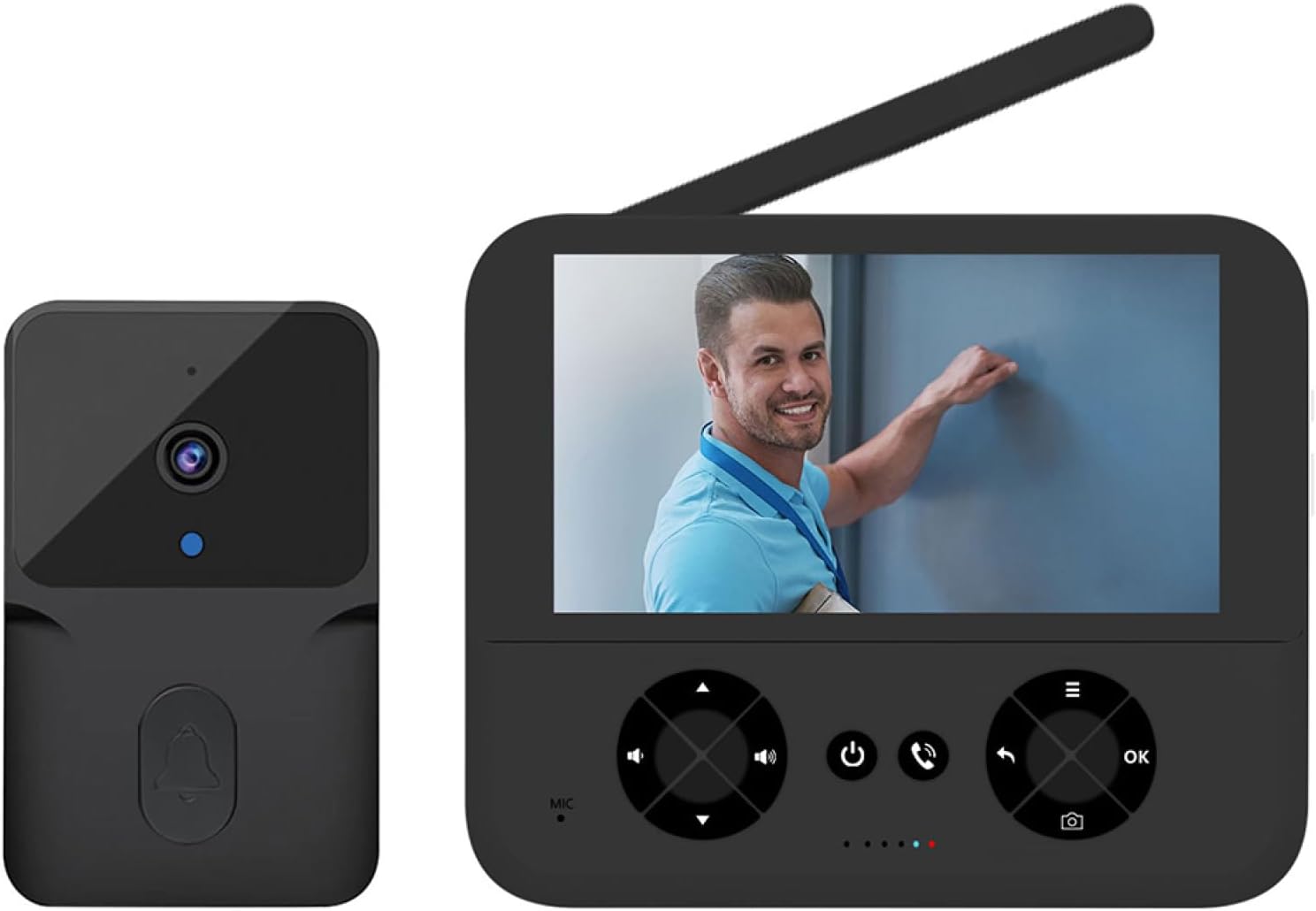 Sanfoelek Video Doorbell Camera No Subscription with 4.3 inch IPS Screen High Definition Two Way o Auto Photo/Video No Mount Smart Doorbell Chime for Home - Image 2