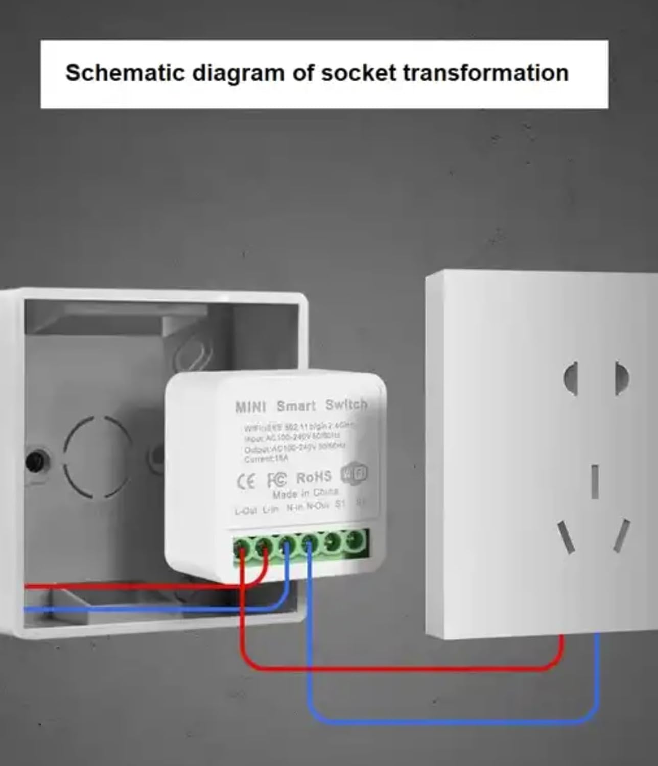 MERQC 16A Mini WiFi Smart Switch Smart Home DIY Light Switches Module 2-Way Control Work with Smart Life - Image 10
