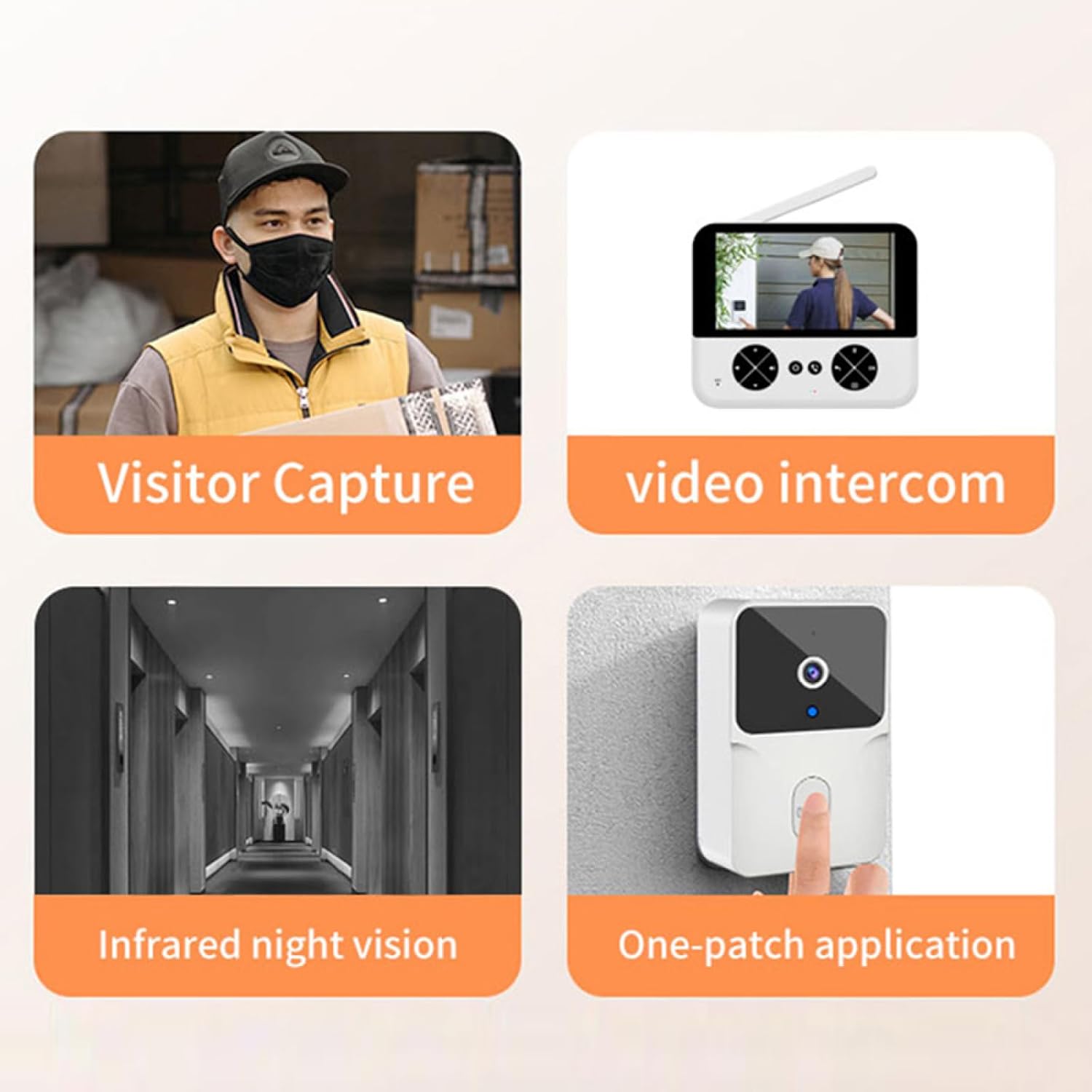 Sanfoelek Video Doorbell Camera No Subscription with 4.3 inch IPS Screen High Definition Two Way o Auto Photo/Video No Mount Smart Doorbell Chime for Home - Image 3