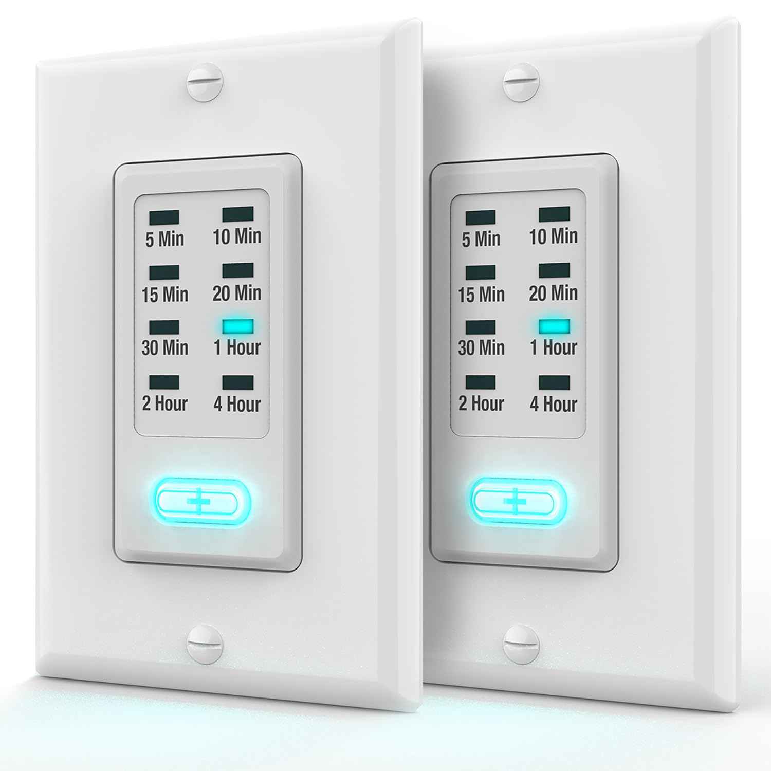 Fosmon 4 Hour Light Timer Switch, Programmable in-Wall Countdown Timer Switch for Lights, Fans, Bathroom, Heaters, 9 Setting 1875W, Neutral Wire Required, 5-10-30-60 Min, 2-4 Hour, 2PACK, ETL Listed - Image 2