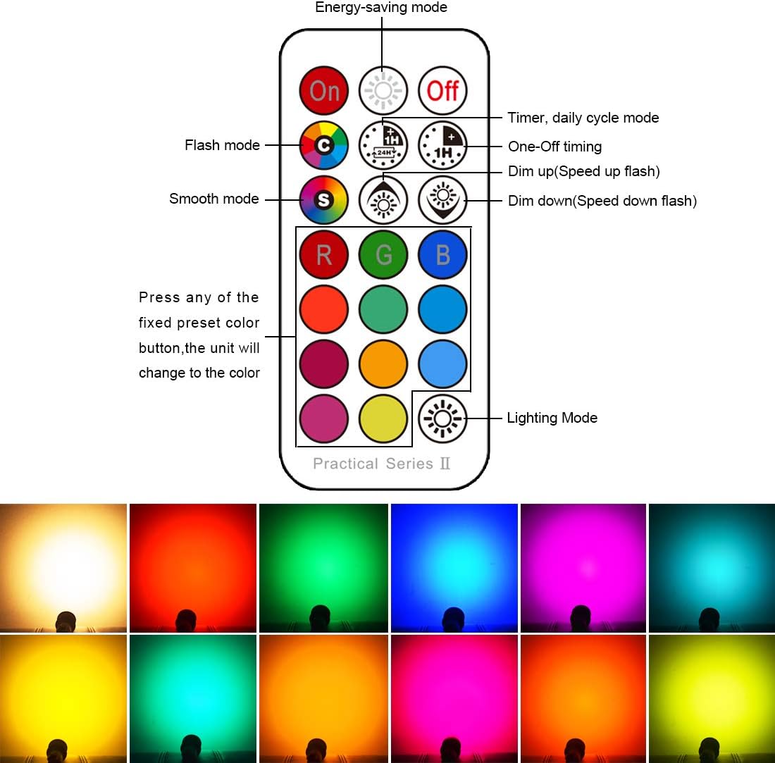 GU10 LED Bulbs 40W Equivalent 400LM, Color Changing Light Bulb with Remote, RGB & Warm White, 45 Degree Beam Angle and Memory Function, Yangcsl (6 Pack) - Image 4