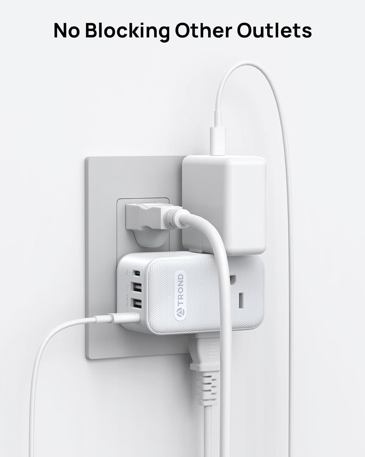 TROND 360° Rotating Multi Plug Outlet Extender, PD 20W USB C Fast Charging Station, Flat Power Splitter with 3 Way Sided Wall Adapter Indoor for Home Office Dorm Room Cruise Travel Essentials - Image 6