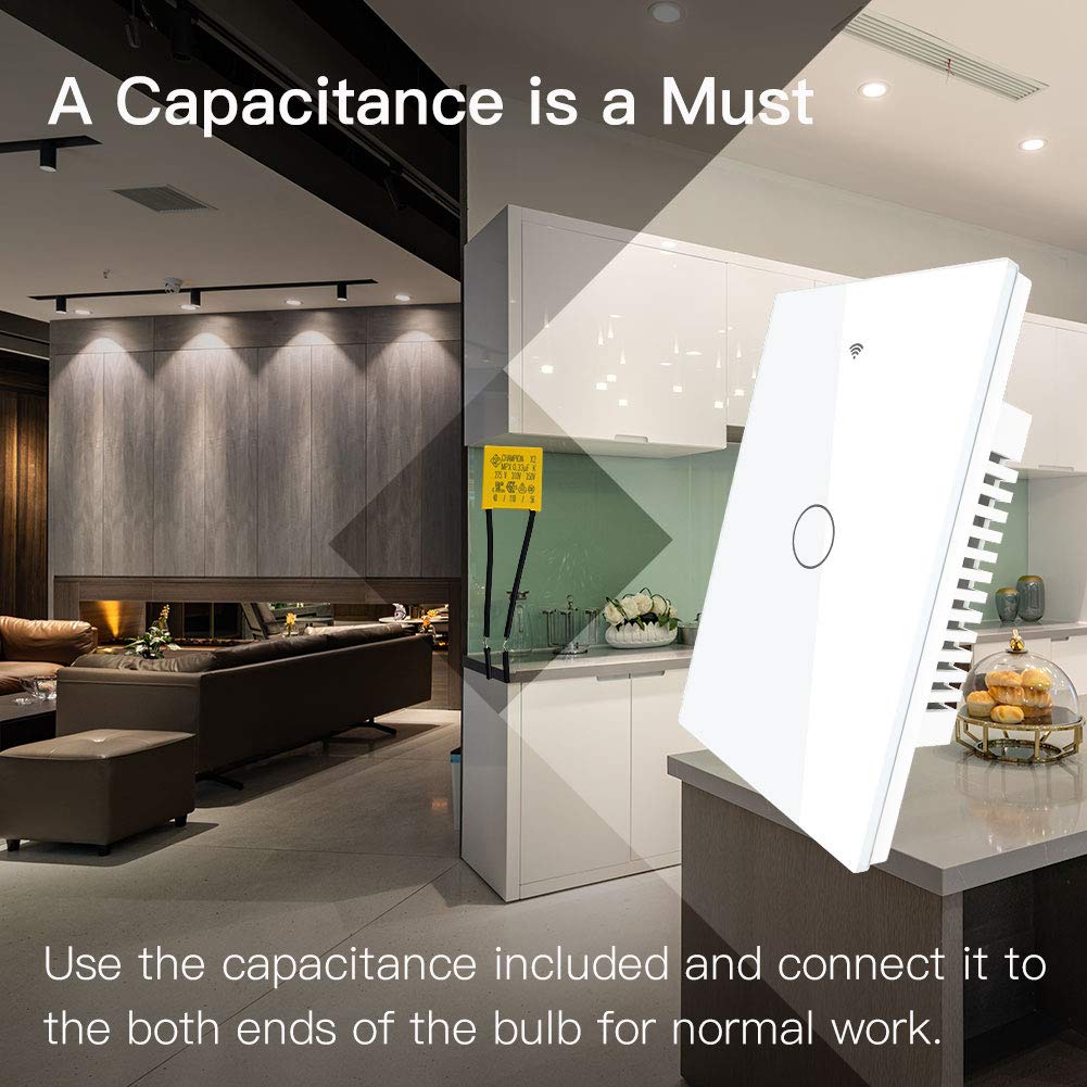 MoesGo 2nd Generation WiFi RF433 Smart Touch Wall Single Fire Smart Switch,No Neutral Wire Needed,Compatible with Smart Life/Tuya App, Works with Alexa and Google Home Single Pole 110V White 1 Gang - Image 7