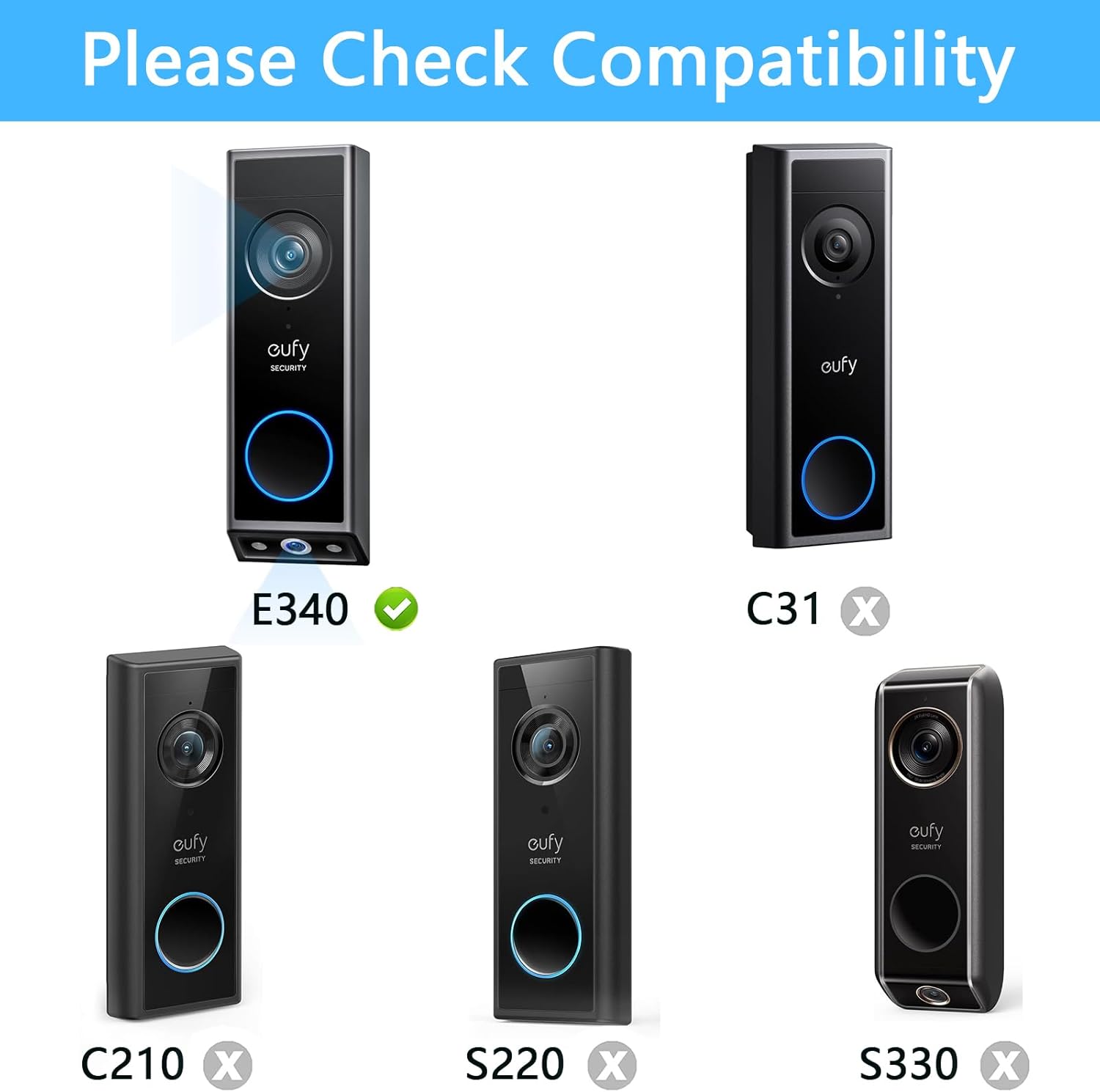 Adjustable 0-35 Degree Doorbell Angle Mount for eufy Security Video Doorbell E340 (Black) - Image 3