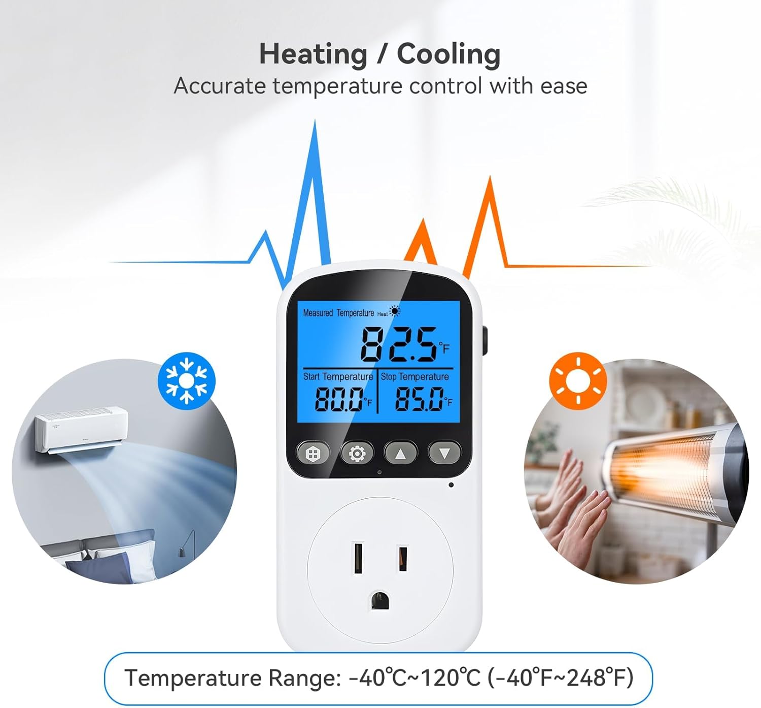 INKBIRDPLUS Plug in Temperature Controller Outlet, Smart Heating Cooling Control with 4 Timing Modes, Backlit LCD, Calibration, Ideal for Reptile, Incubation, Aquarium, Home Brewing (TC+CD) - Image 6