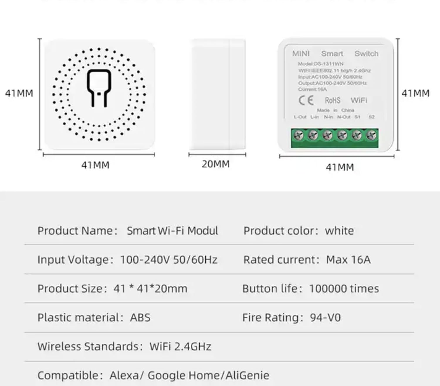 MERQC 16A Mini WiFi Smart Switch Smart Home DIY Light Switches Module 2-Way Control Work with Smart Life - Image 8