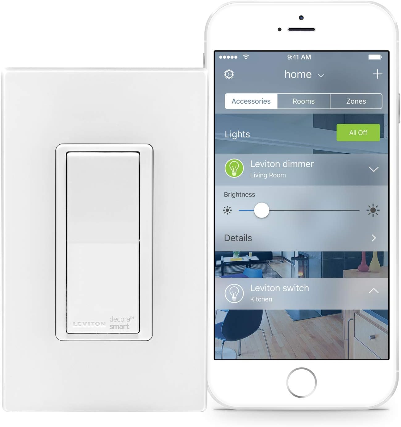 Leviton Decora Smart Switch with HomeKit Technology, Screwless Wallplate Included, DH15S-2RW, White - Image 2