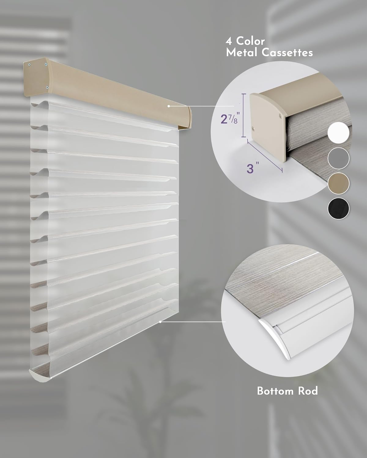 Graywind Motorized Blinds Shangri-la Shades Compatible with Alexa Google Rechargeable Smart Window Shade Remote Voice Control Custom Size 90% Blackout Striped Brown - Image 7