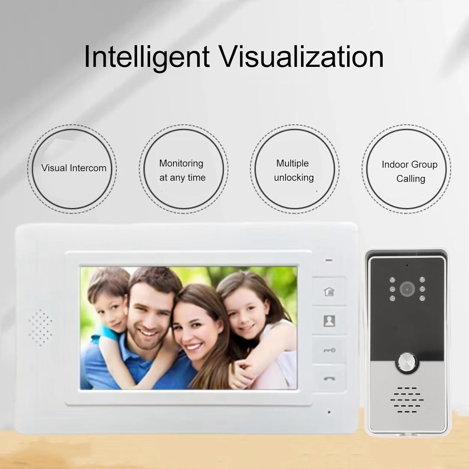 Video Doorbell, Video Intercom System Video Doorbell Camera with Monitor 7 Inch Wired Doorbell HD Camera, 2 Way Talk, Night Vision, for Home Security (US Plug) - Image 3