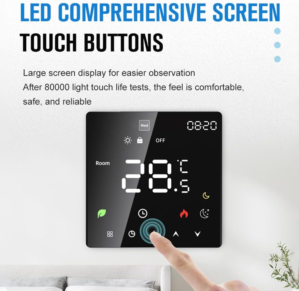 Smart Thermostat, Smart Thermostats for Home, ProgrammableThermostat for House with Touchscreen for Wall Mounting (Voice Control Water Heating)(3A Without Wire, 16A with Wire) - Image 3