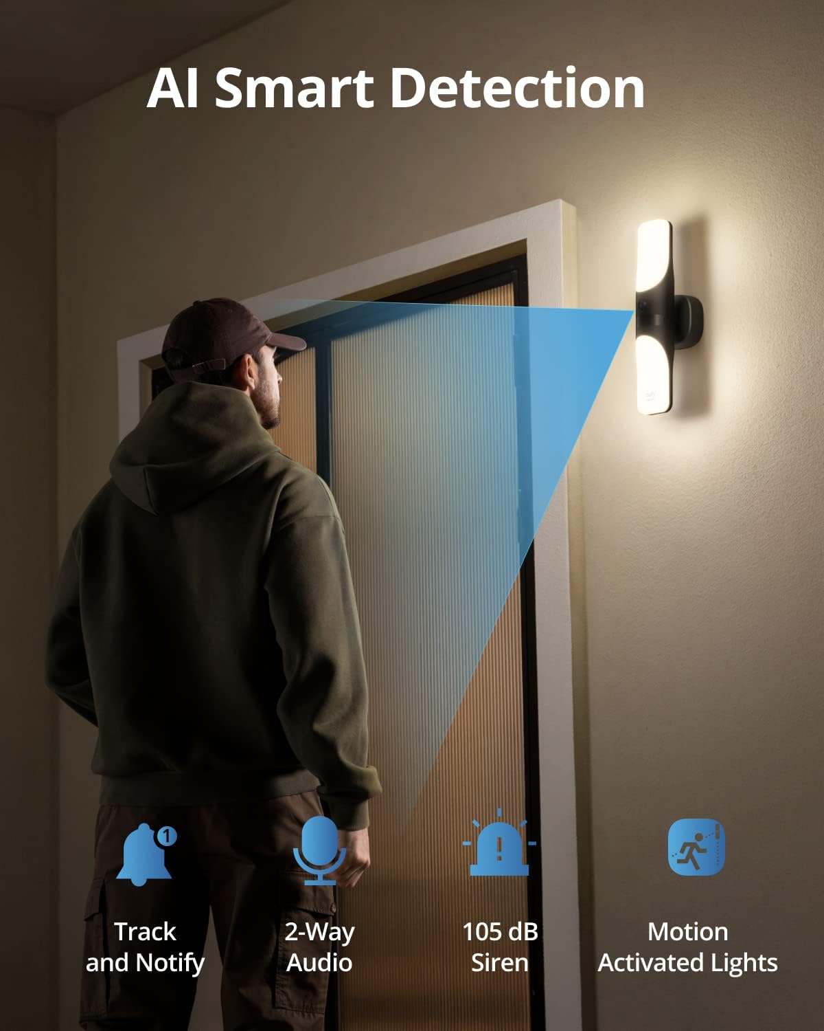 eufy Security S100 Wired Wall Light Cam (2-Pack), Security Camera Outdoor, 2K Camera with 1200 Lumen Light, Color Night Vision, Motion Activated Light, AI Smart Detection, IP65 Waterproof - Image 7