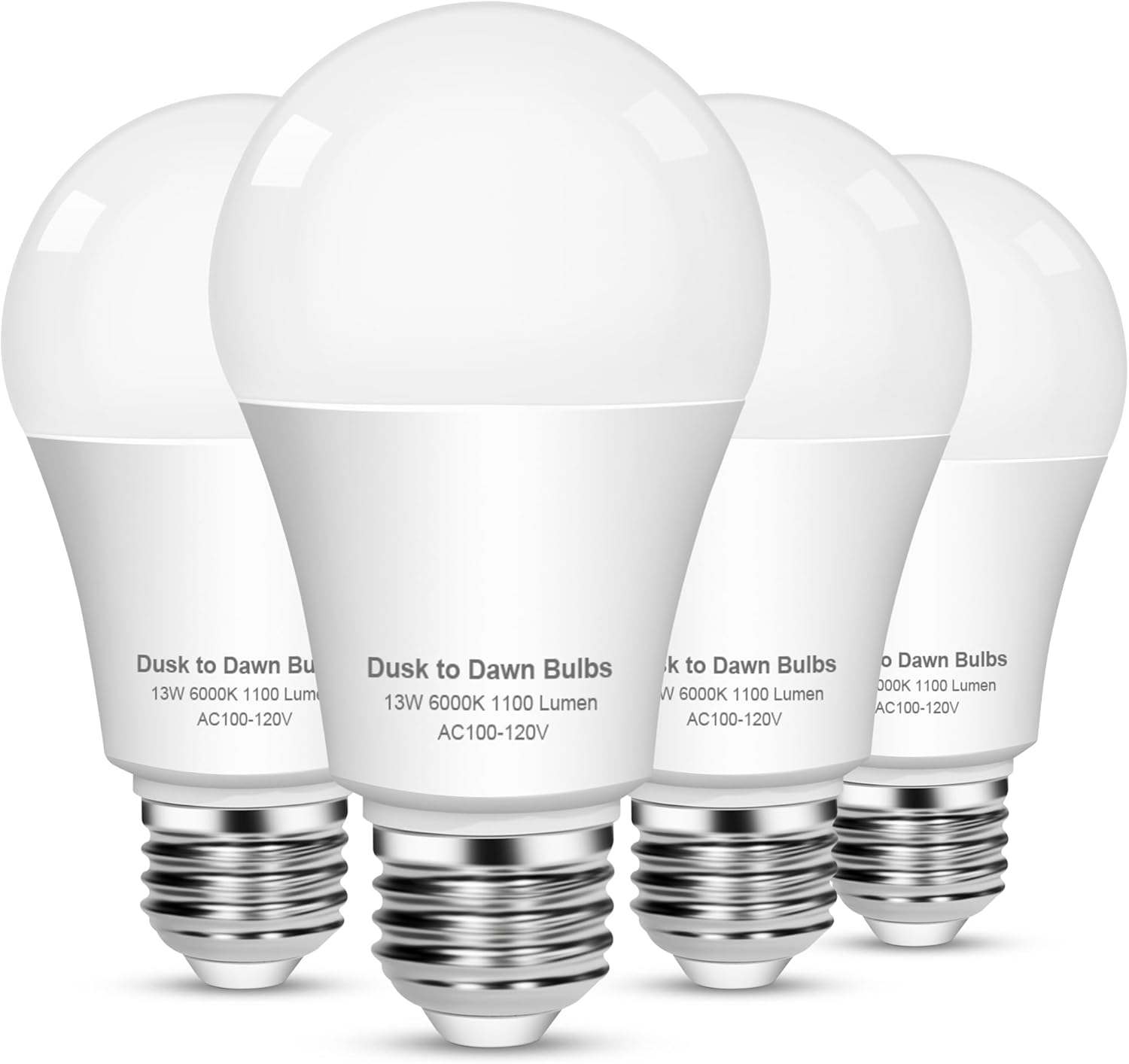 OHLUX Dusk to Dawn Outdoor Light Bulb 13W 60W Equivalent Energy Saving A19 E26 LED Bulb, 6000K Cool White Smart Automatic On/Off Photocell Sensor, 1100LM, 4 Pack - Image 2