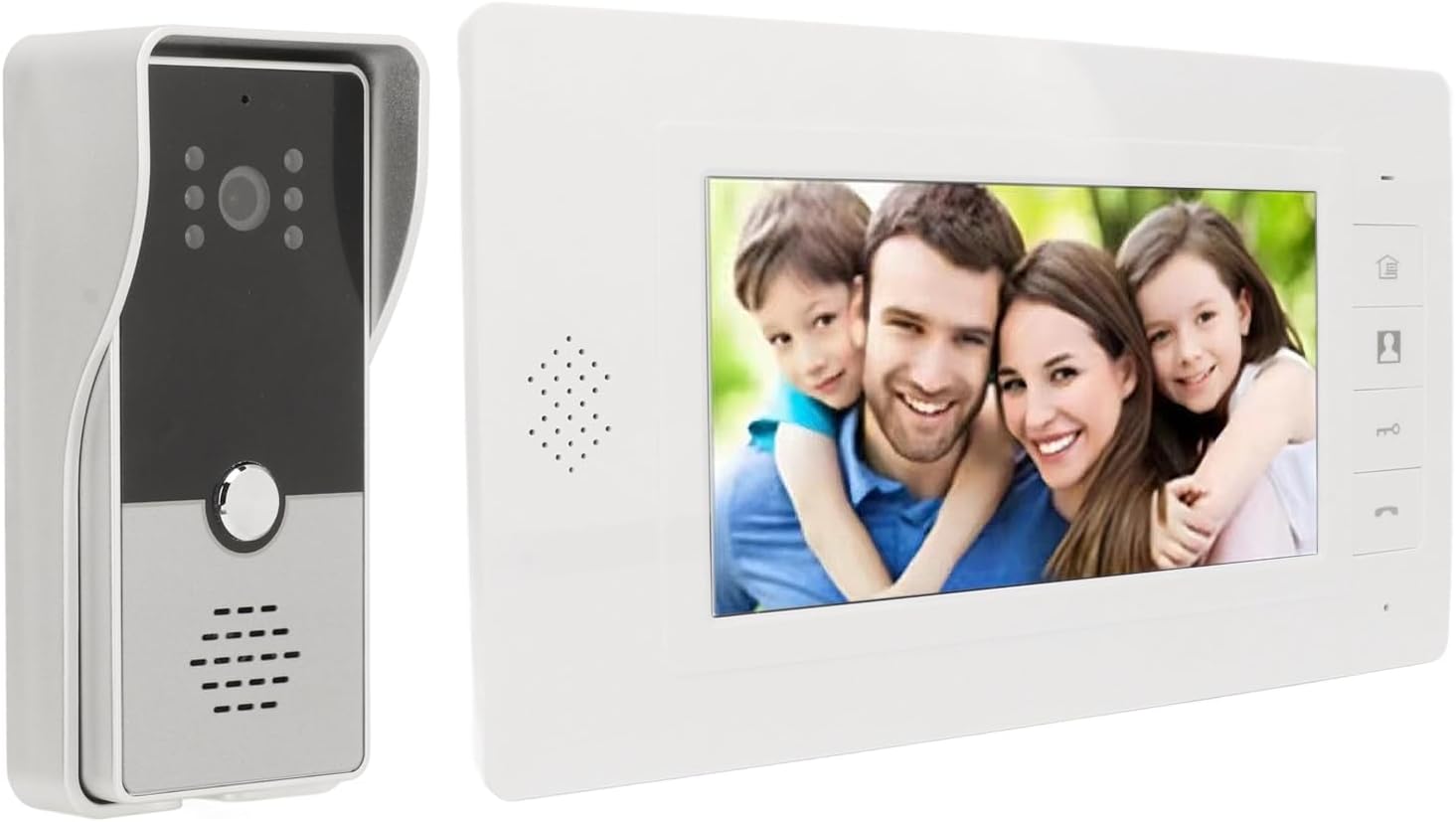 Video Doorbell, Video Intercom System Video Doorbell Camera with Monitor 7 Inch Wired Doorbell HD Camera, 2 Way Talk, Night Vision, for Home Security (US Plug) - Image 2