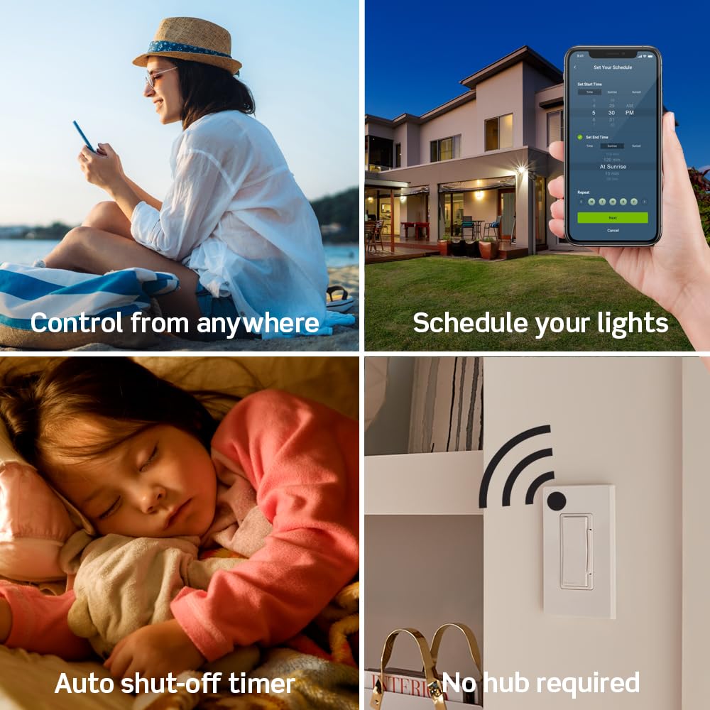 Leviton Decora Smart Switch, Wi-Fi 2nd Gen, Neutral Wire Required, Works with Matter, My Leviton, Alexa, Google Assistant, Apple Home/Siri & Wired or Wire-Free 3-Way, D215S-1RW, White - Image 4