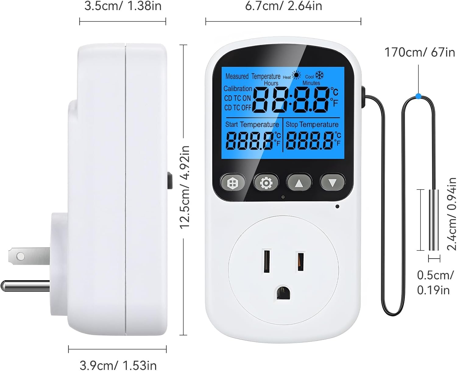 INKBIRDPLUS Plug in Temperature Controller Outlet, Smart Heating Cooling Control with 4 Timing Modes, Backlit LCD, Calibration, Ideal for Reptile, Incubation, Aquarium, Home Brewing (TC+CD) - Image 3