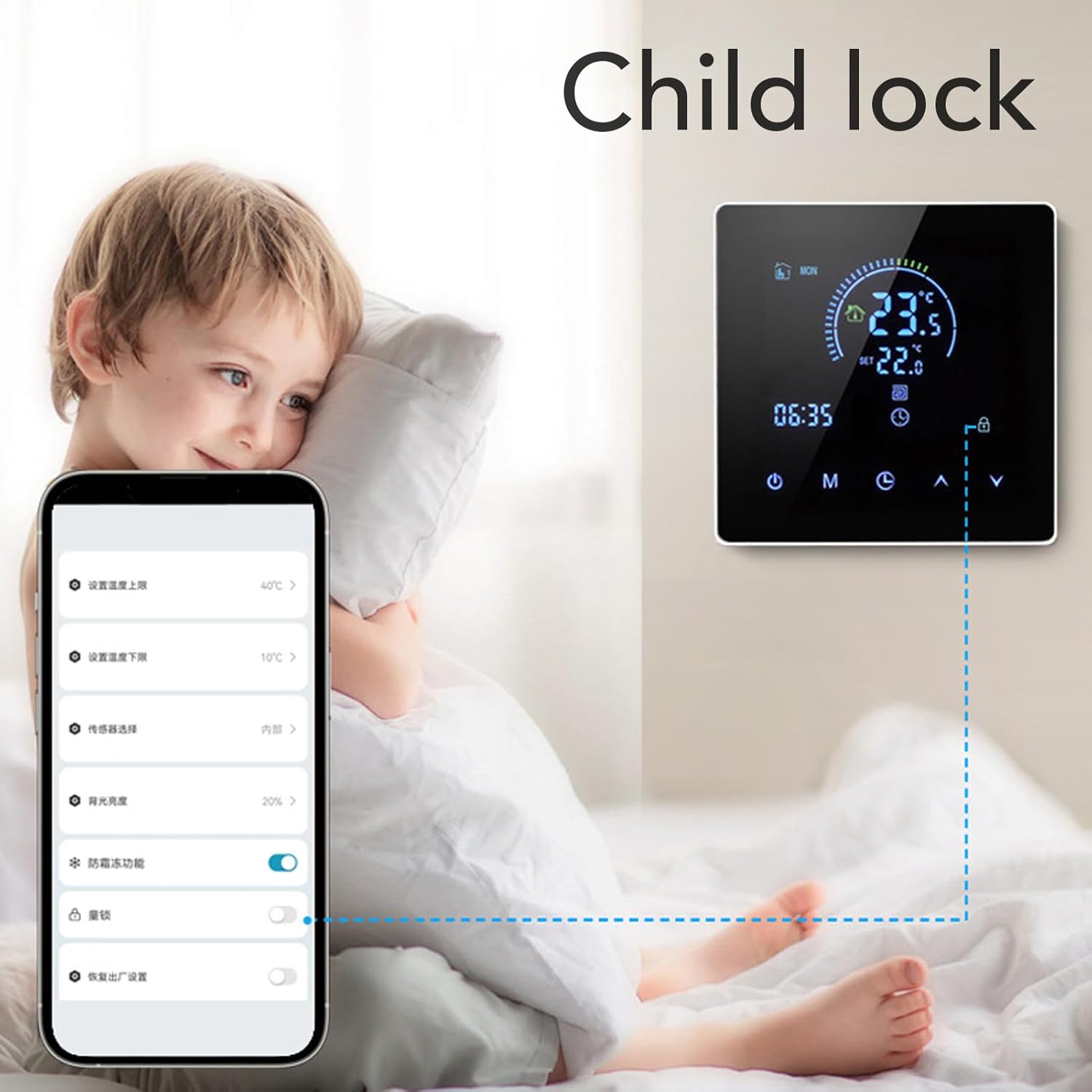 Temperature Controller 5‑60℃ Water Heating Temperature Controller Thermostat 3500W Smart LCD Digital Remote APP Control Thermostat for Tuya AC90V‑240V ( Type) - Image 3