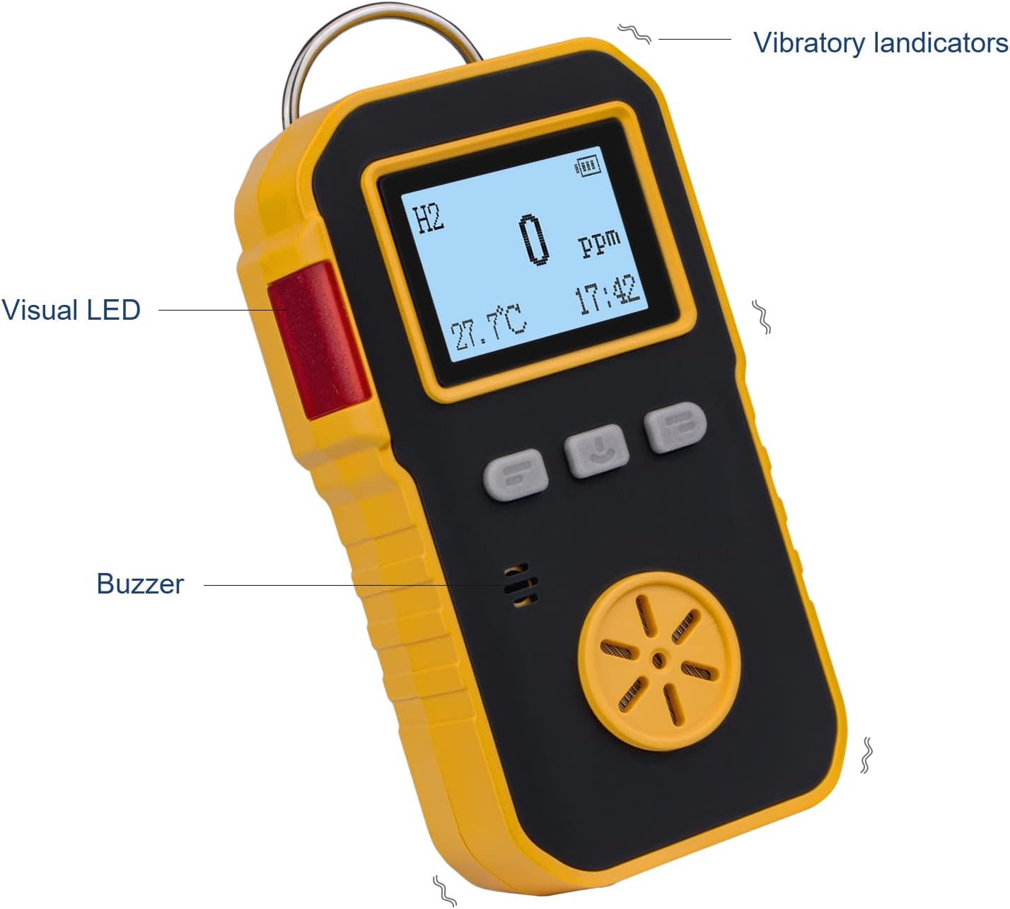 Bosean Gas Detector, Rechargeable Single Gas Meter, Handheld Gas Tester with Adjustable Sound Light Vibration Alarms Analyzer (H2) - Image 7