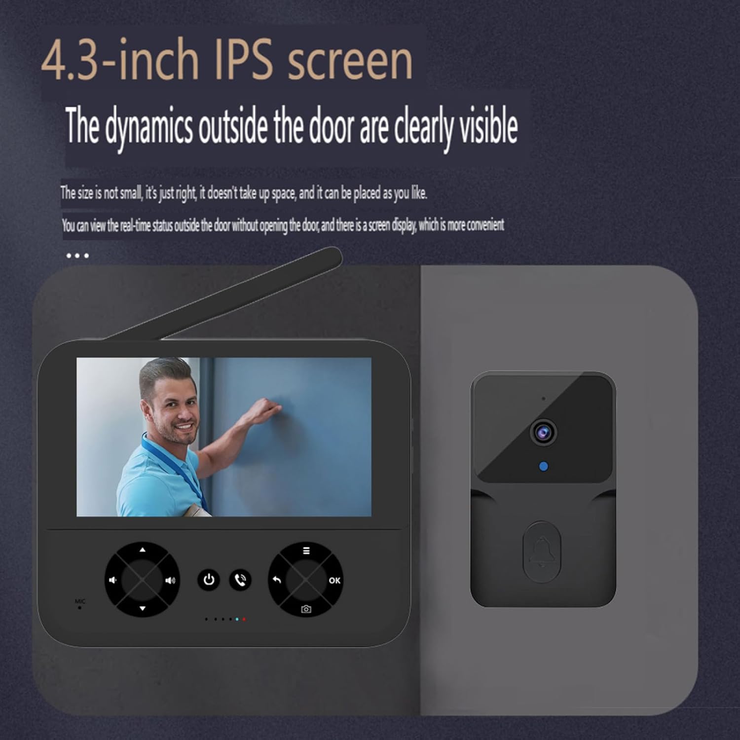 Sanfoelek Video Doorbell Camera No Subscription with 4.3 inch IPS Screen High Definition Two Way o Auto Photo/Video No Mount Smart Doorbell Chime for Home - Image 7